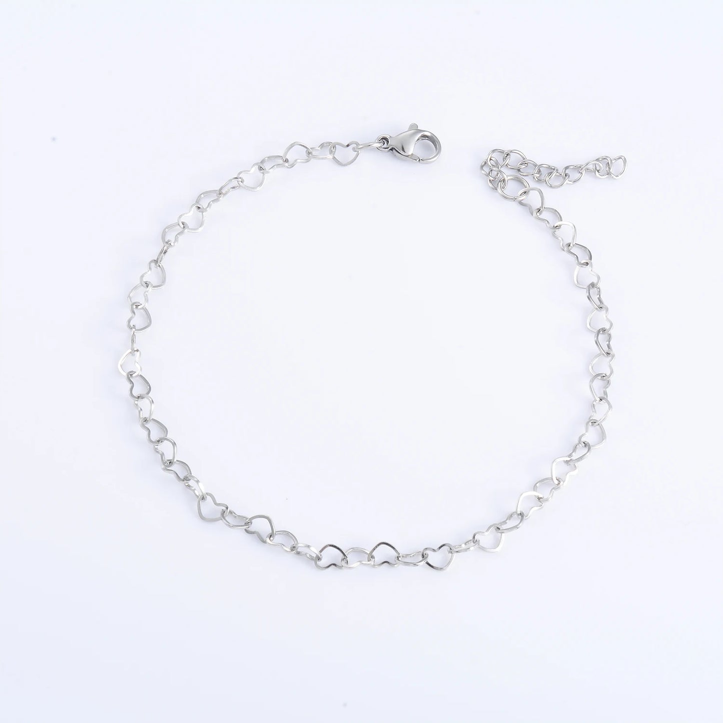 Rolo Heart Rvs Armband Bruiloft Link Sweet Cute Love Statement Ketting 3Cm Extensie Sieraden Cadeau Voor Vrouwen