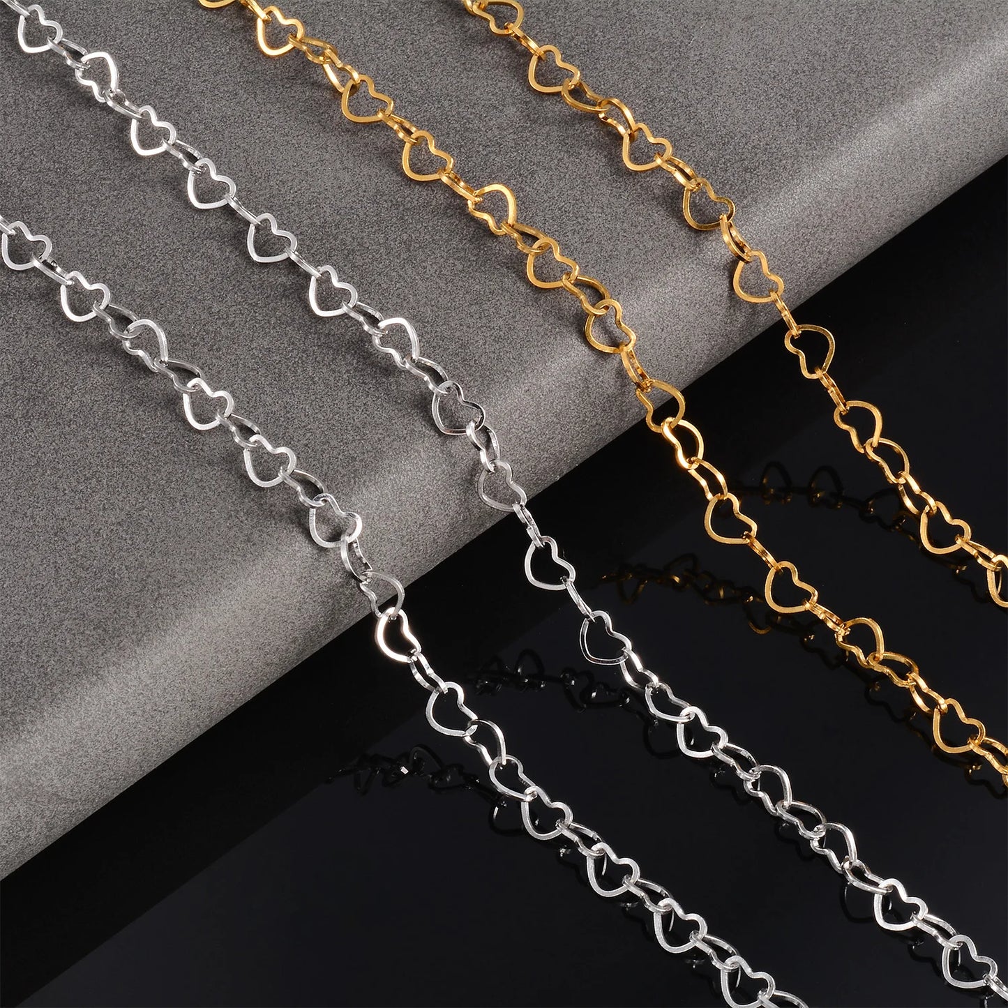 Rolo Heart Rvs Armband Bruiloft Link Sweet Cute Love Statement Ketting 3Cm Extensie Sieraden Cadeau Voor Vrouwen