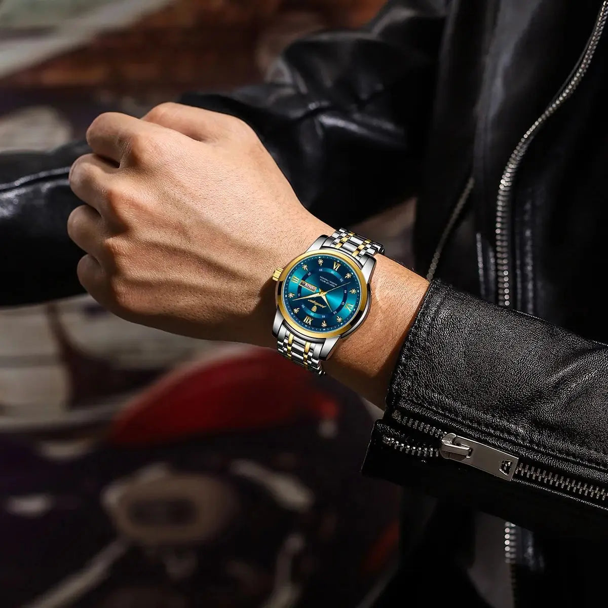 Reloj POEDAGAR de lujo para hombre, elegante reloj con fecha y semana resistente al agua luminoso para hombre, relojes deportivos de cuarzo de acero inoxidable para hombre