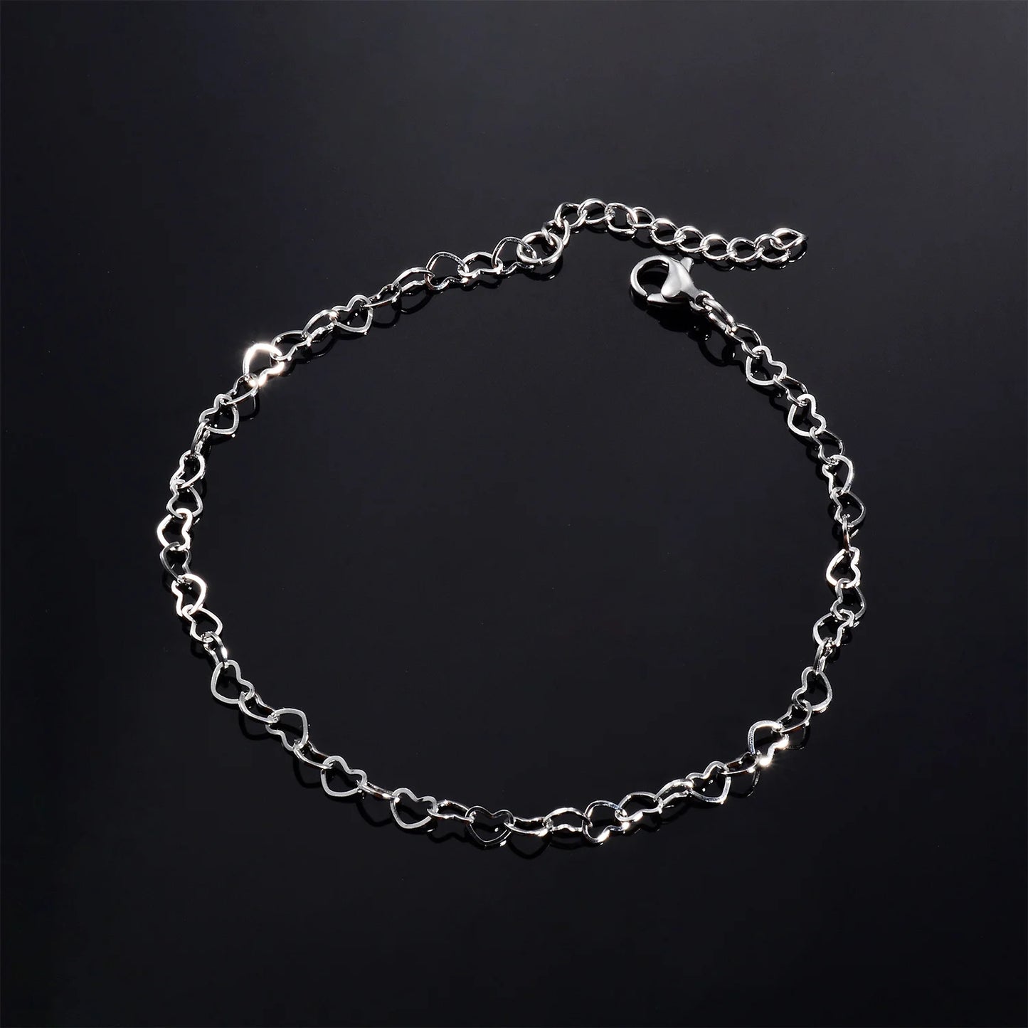 Rolo Heart Rvs Armband Bruiloft Link Sweet Cute Love Statement Ketting 3Cm Extensie Sieraden Cadeau Voor Vrouwen