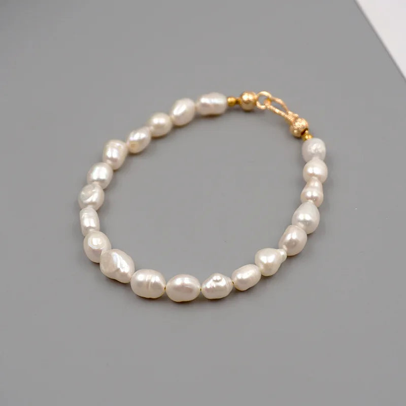 Fashion Natural Pearl Beaded Bracelet for Women European and American Stainless Steel Charm Bracelet Jewelry Accessories Gift